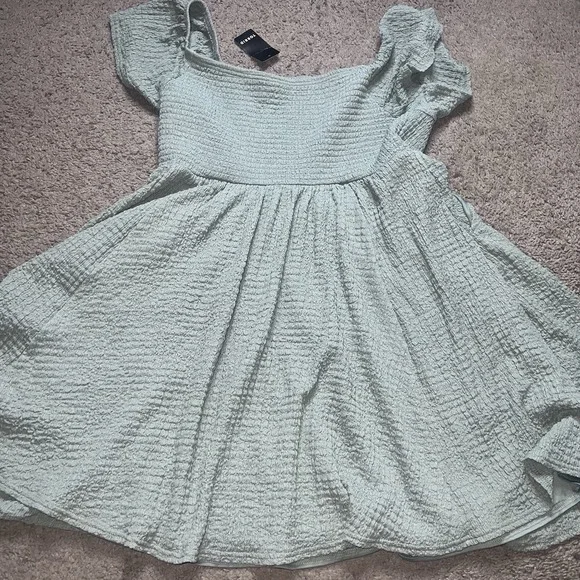NWT Torrid Blue Off Shoulder Smocked Skater Dress 2XL Pockets S/S Mini Green - Picture 5 of 5